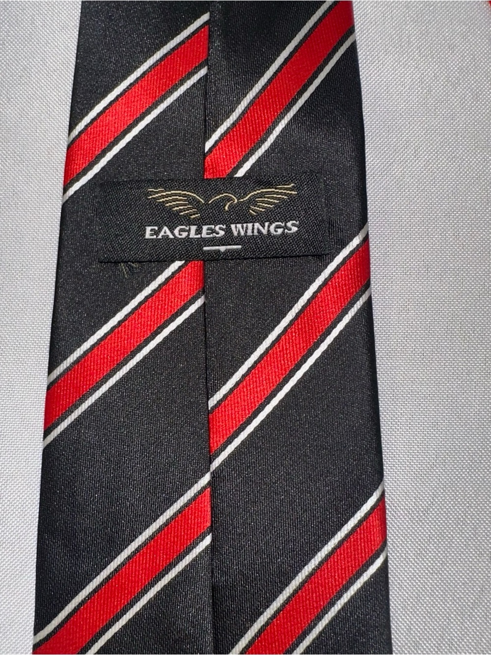 Eagles Wings NC State Wolfpack NCAA Men’sStriped Red Black Logo Tie - Picture 3 of 5